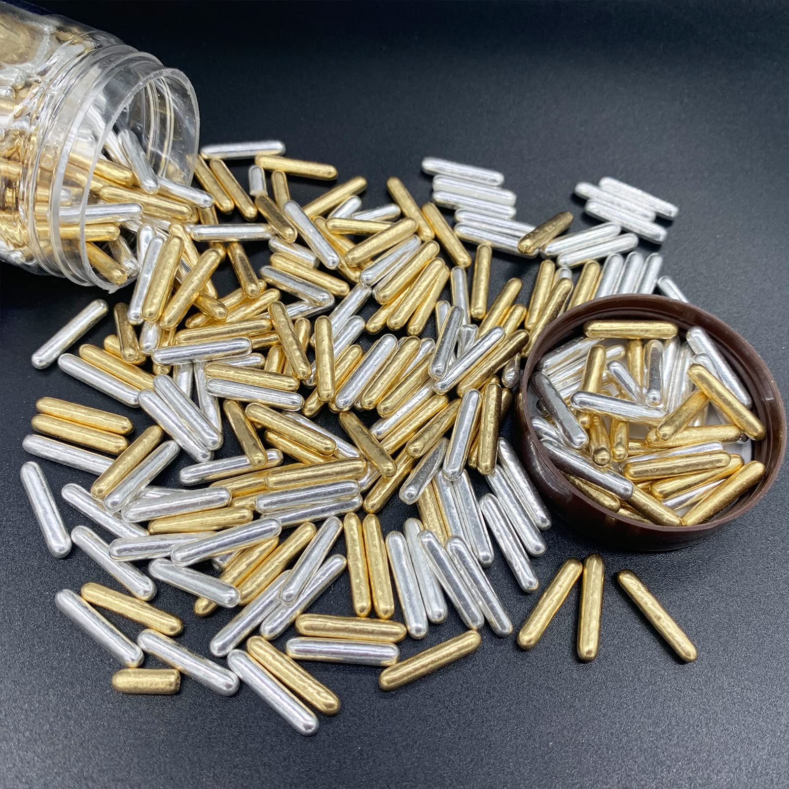 Weraru Gold Silver Pearl Sugar Sprinkles Candy Baking Cake Decorations Cupcake Toppers Cookie Decorating Celebrations Wedding Sh