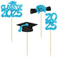 Ephlyn Graduation Cupcake Toppers, 36 Pcs, Glitter Class of 2025, Lake Blue, Diploma & Graduation Cap Picks for Party Decorations