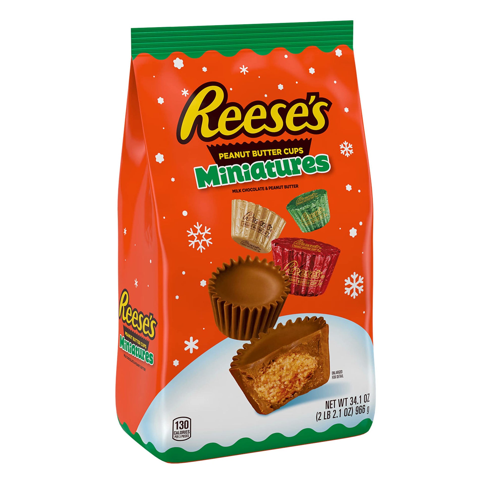 REESES Miniatures Milk Chocolate Peanut Butter Cups, Christmas Candy Bulk Bag, 34.1 oz