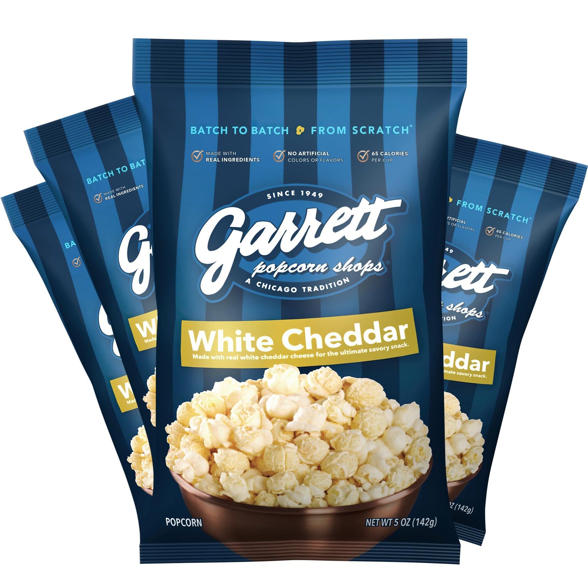 Garrett Popcorn White Cheddar Gourmet Popcorn, Gluten Free, 5oz (Pack of 4)