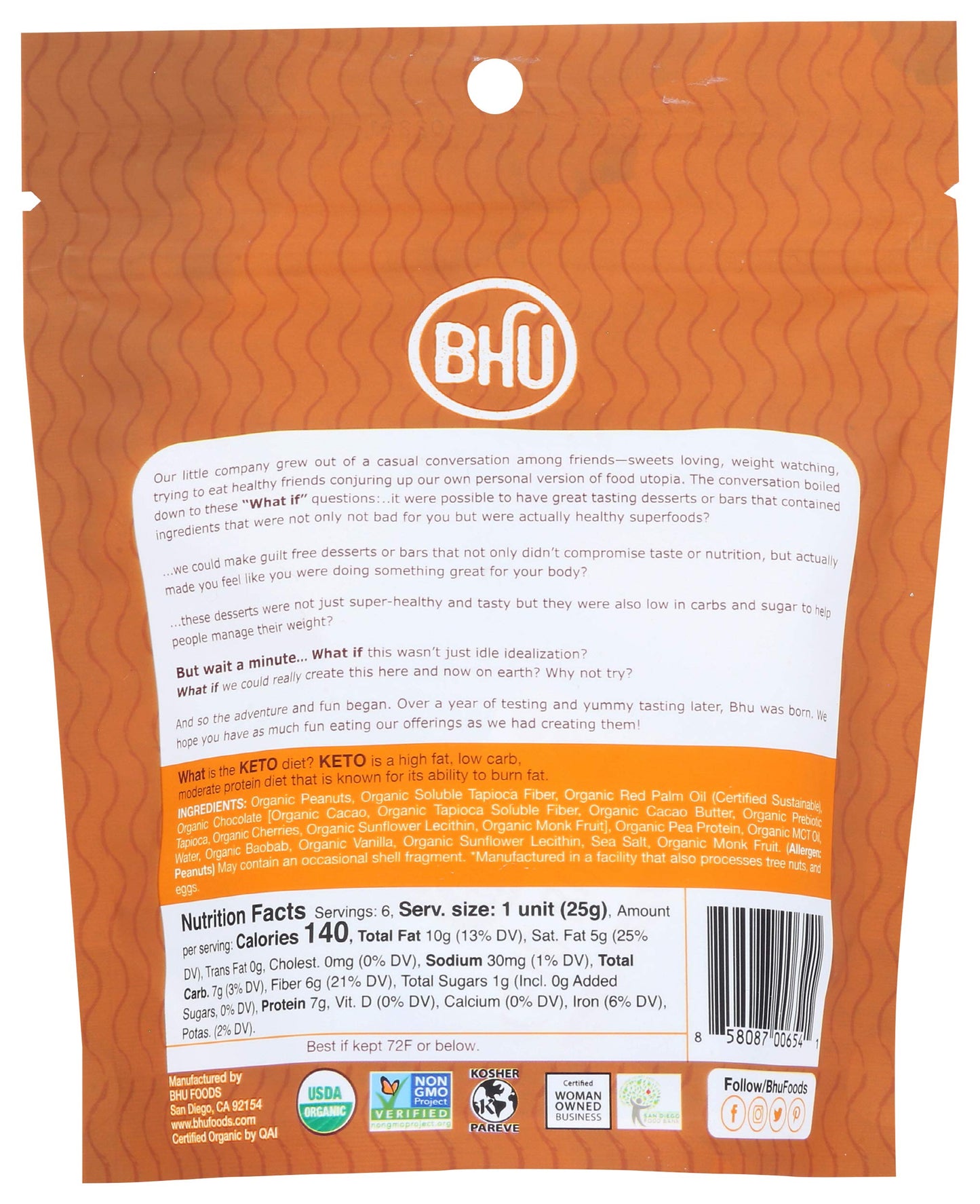 BHU KETO BITE PBTR CHOC ( 6 X 5.29 OZ   )