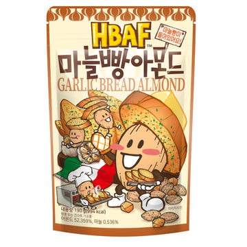 [Official Gilim Hbaf] Korean Garlic Bread Seasoned Almonds Nut Protein Snack | After-School  Work  Trip Camping Snack | Pre-Workout Snack | Asian Snack Korean Sovenior (Garlic Bread 1X190Gram Pack)