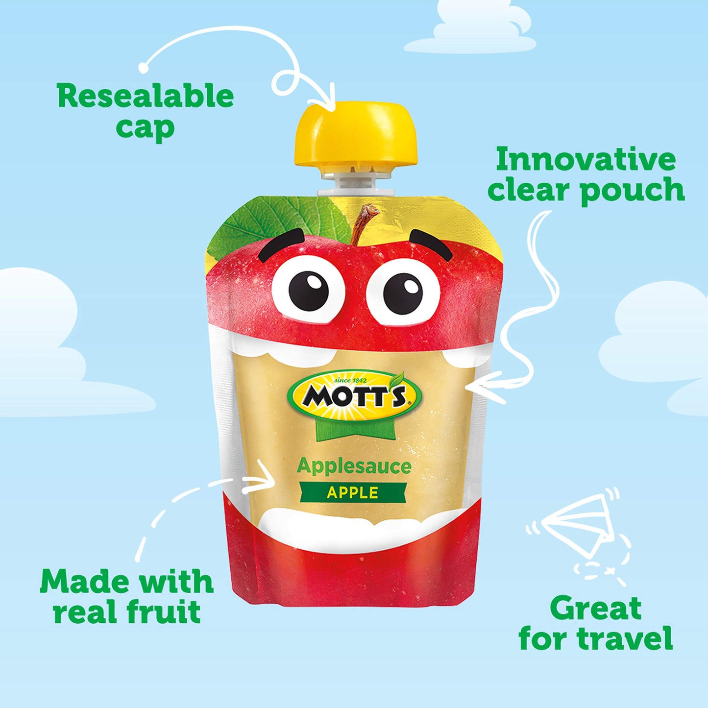 Mott'S Original Applesauce, 3.2 Oz Clear Pouches, 12 Count