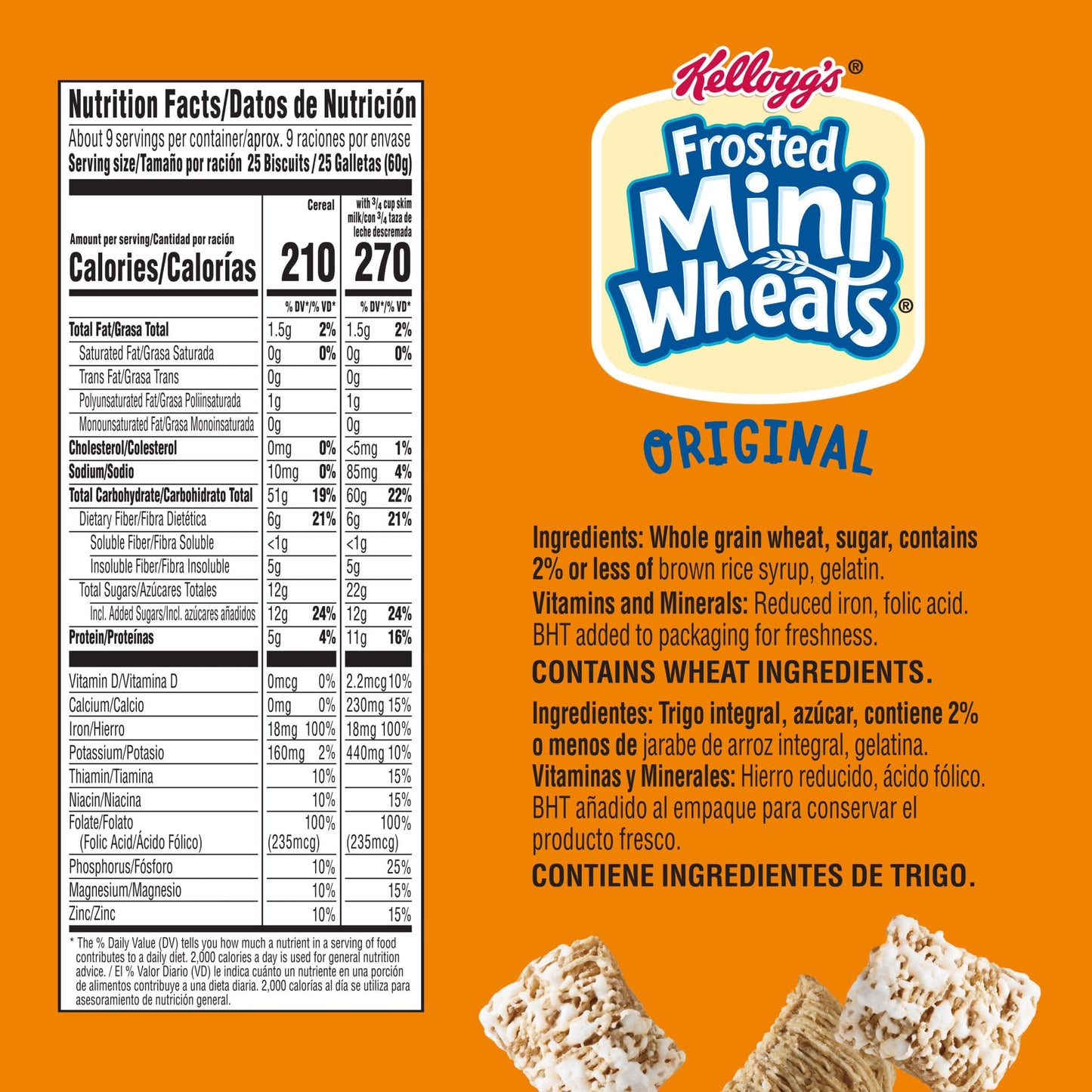 Kelloggs Frosted Mini-Wheats Breakfast Cereal, High Fiber, 48g Whole Grain, Large Size, 20 oz