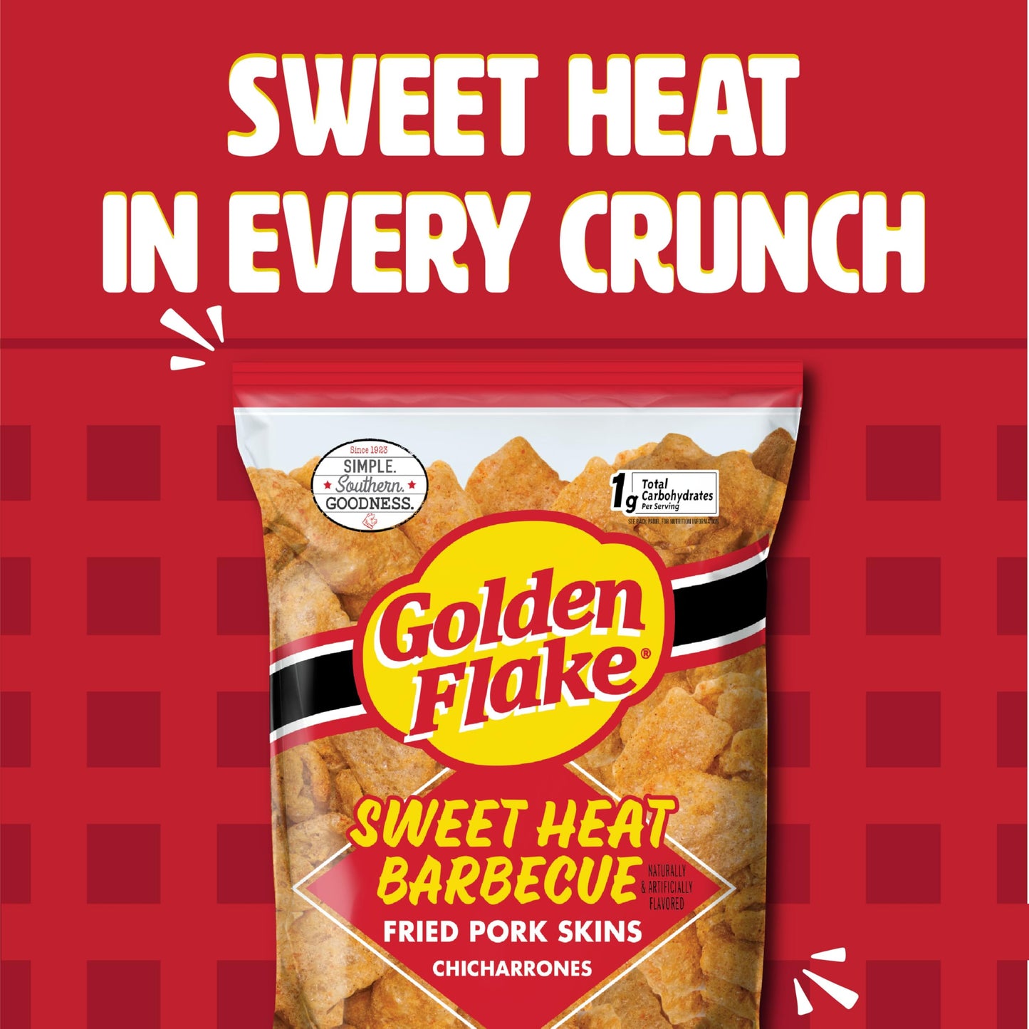 Golden Flake Sweet Heat Pork Rinds  4 oz Bags (Pack of 12) - Spicy-Sweet Crunchy Pork Skins - Gluten-Free  Keto Snack with Bold Southern Flavor