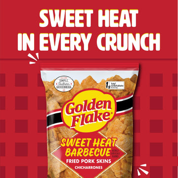 Golden Flake Sweet Heat Pork Rinds  4 oz Bags (Pack of 12) - Spicy-Sweet Crunchy Pork Skins - Gluten-Free  Keto Snack with Bold Southern Flavor