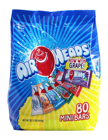Airheads Candy Variety Bag, Mini Bars, Non-Melting, 32.17 Ounce, 80 Count, Blue/White