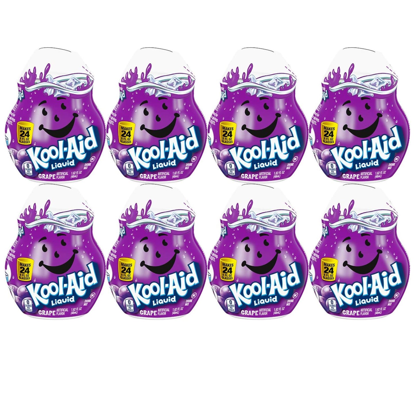 Kool-Aid Grape Liquid Drink Mix, Caffeine Free, 1.62 fl oz Bottle, Pack of 8
