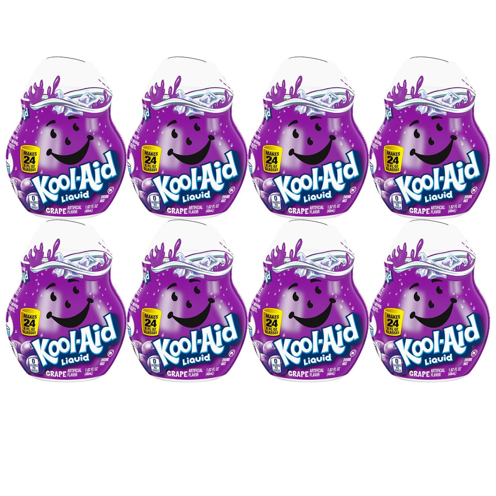 Kool-Aid Grape Liquid Drink Mix, Caffeine Free, 1.62 fl oz Bottle, Pack of 8