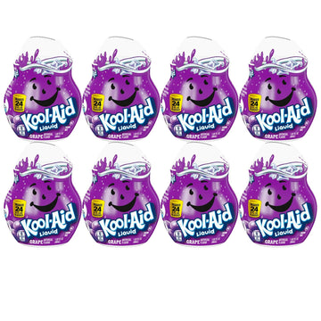 Kool-Aid Grape Liquid Drink Mix, Caffeine Free, 1.62 fl oz Bottle, Pack of 8