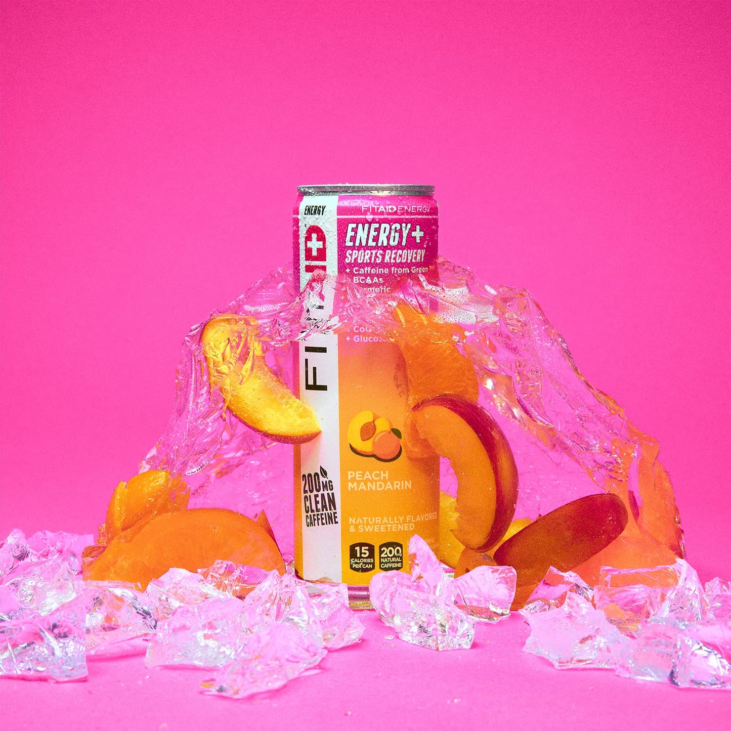 LIFEAID FITAID ENERGY Drink, 200mg Caffeine, Peach Mandarin, 12 Fl Oz, Pack of 12, Keto, Vegan, Gluten-Free