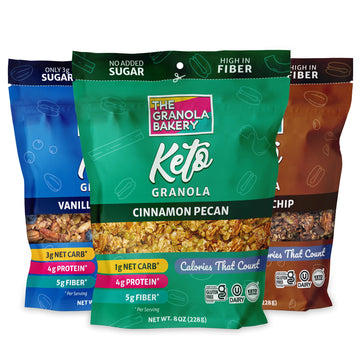 Tgb Variety Granola Cereal, Cinnamon, Blueberry & Chocolate Chip, Keto Friendly Snack, No Added Sugar, Gluten Free, 8Oz Bags (Pa