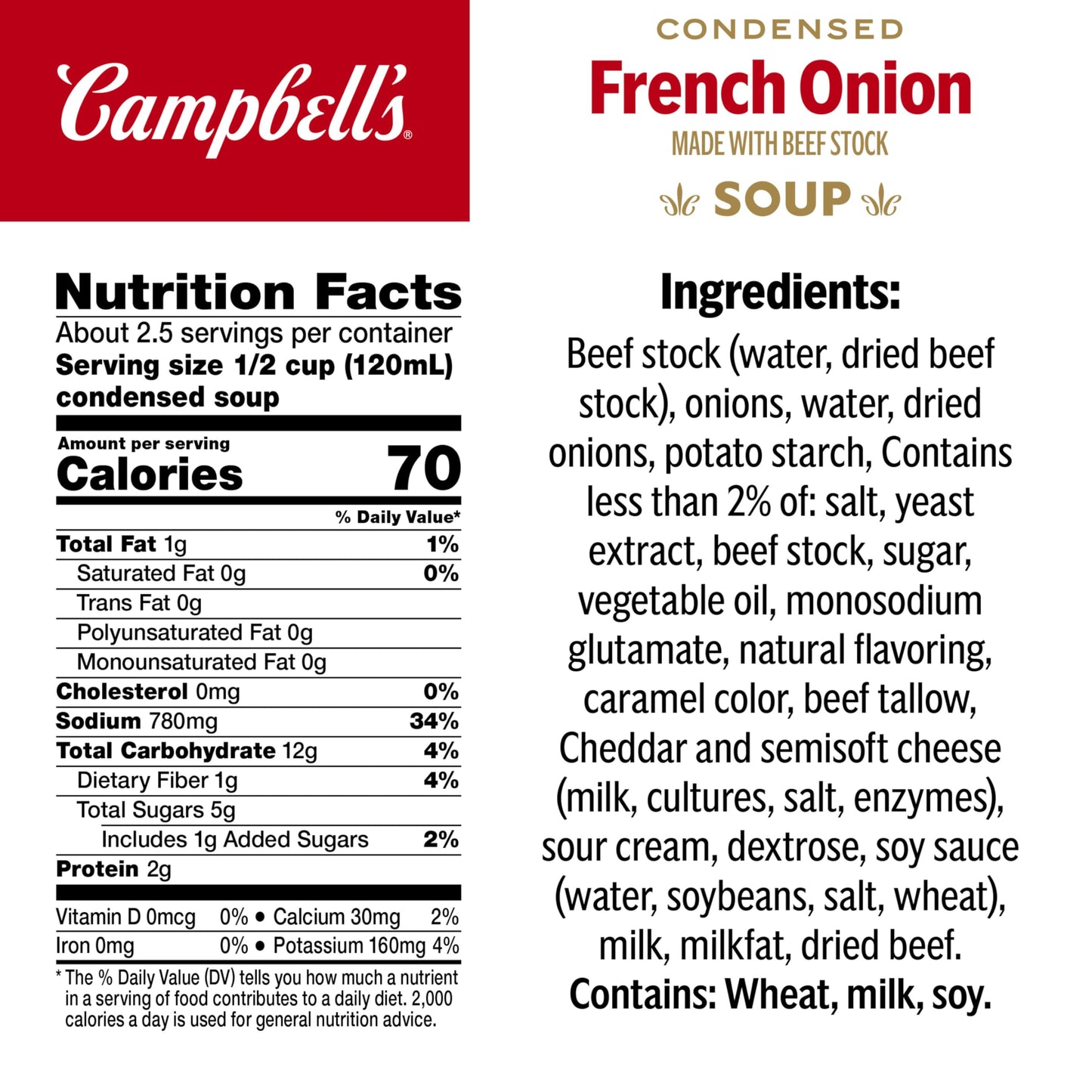 Campbells Condensed French Onion Soup, 10.5 oz Can, Pack of 1
