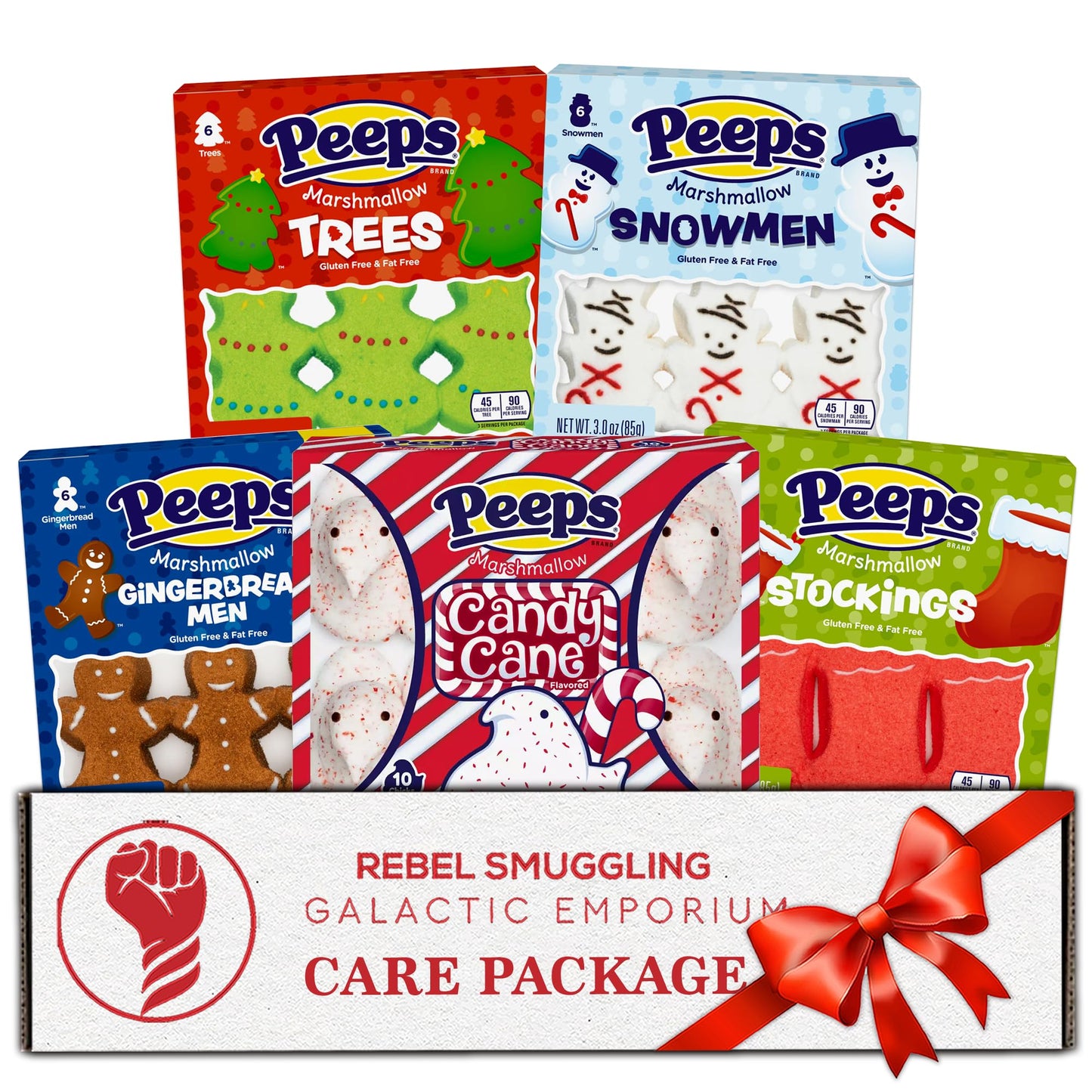 Christmas Marshmallow Candy Variety 34 Pack- 5 Flavors Of Stocking Stuffers Gift Basket By Rebel Smuggling Galactic Emporium