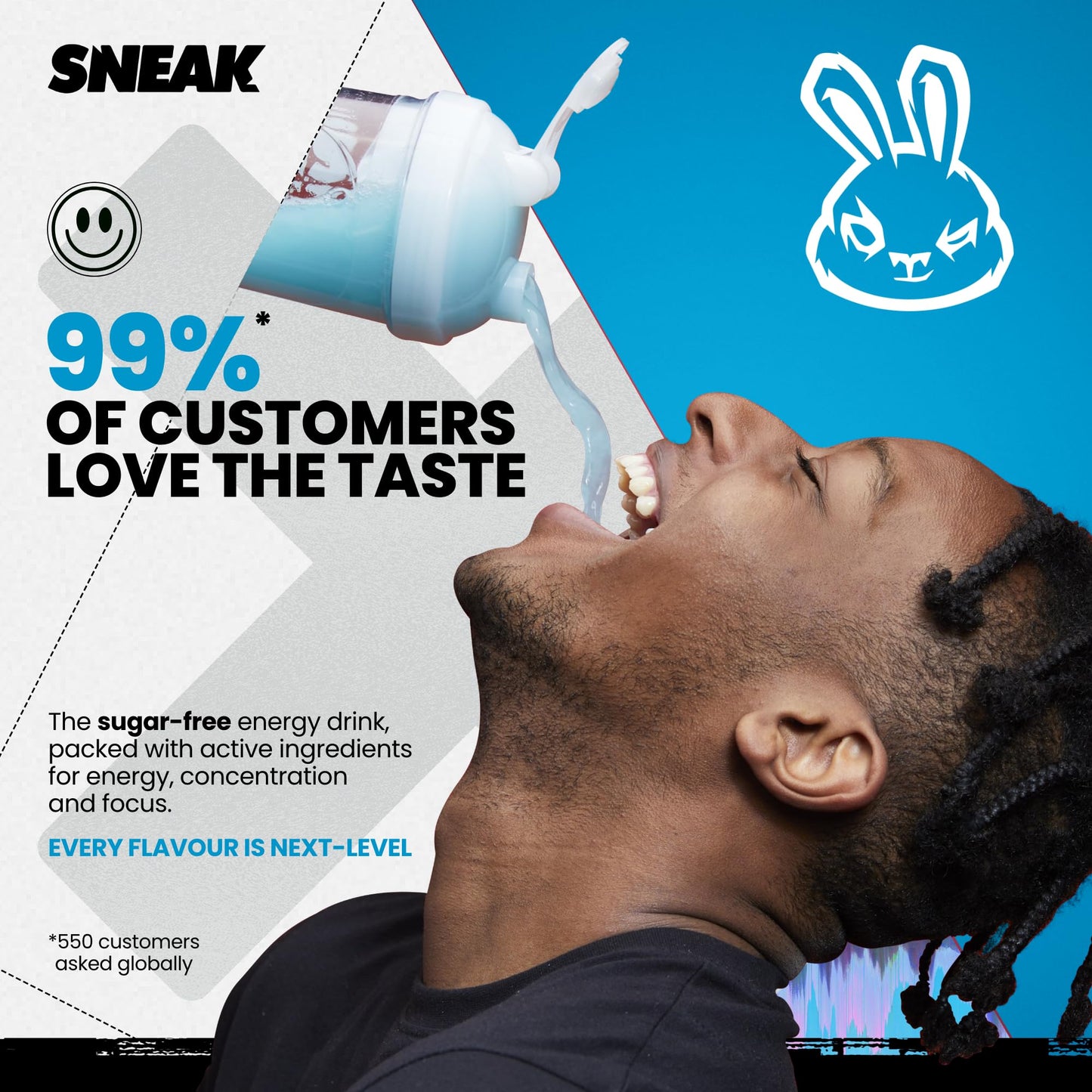 SNEAK Energy Drink Starter Pack - 9 Sachets, Natural Caffeine, Focus-Boosting Nootropics, Monochrome Shaker, 0.35 Ounce