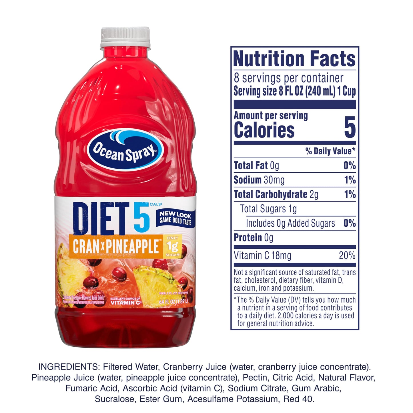 Ocean Spray Diet Cran-Mango Cranberry Mango Juice Drink  64 Fl Oz Bottle (Pack of 8)