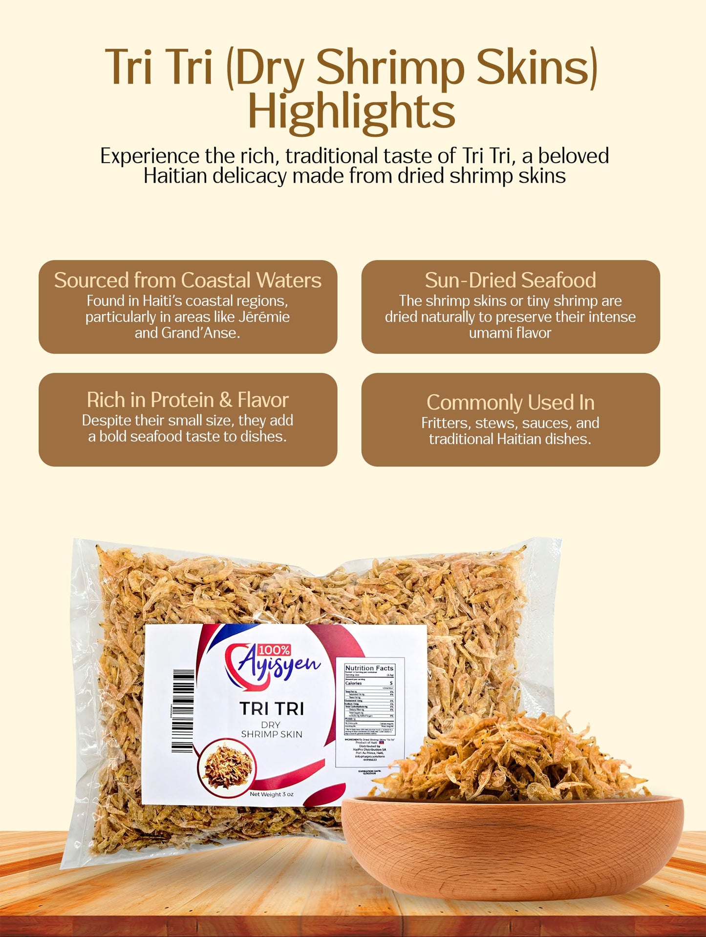 Tri Tri - Dry Shrimp Skin - 100% Ayisyen Brand - From Haiti