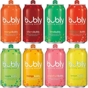 Bubly Sparkling Water, 8 Flavor Variety Pack, 12 Fl Oz. Cans, (18 Pack)
