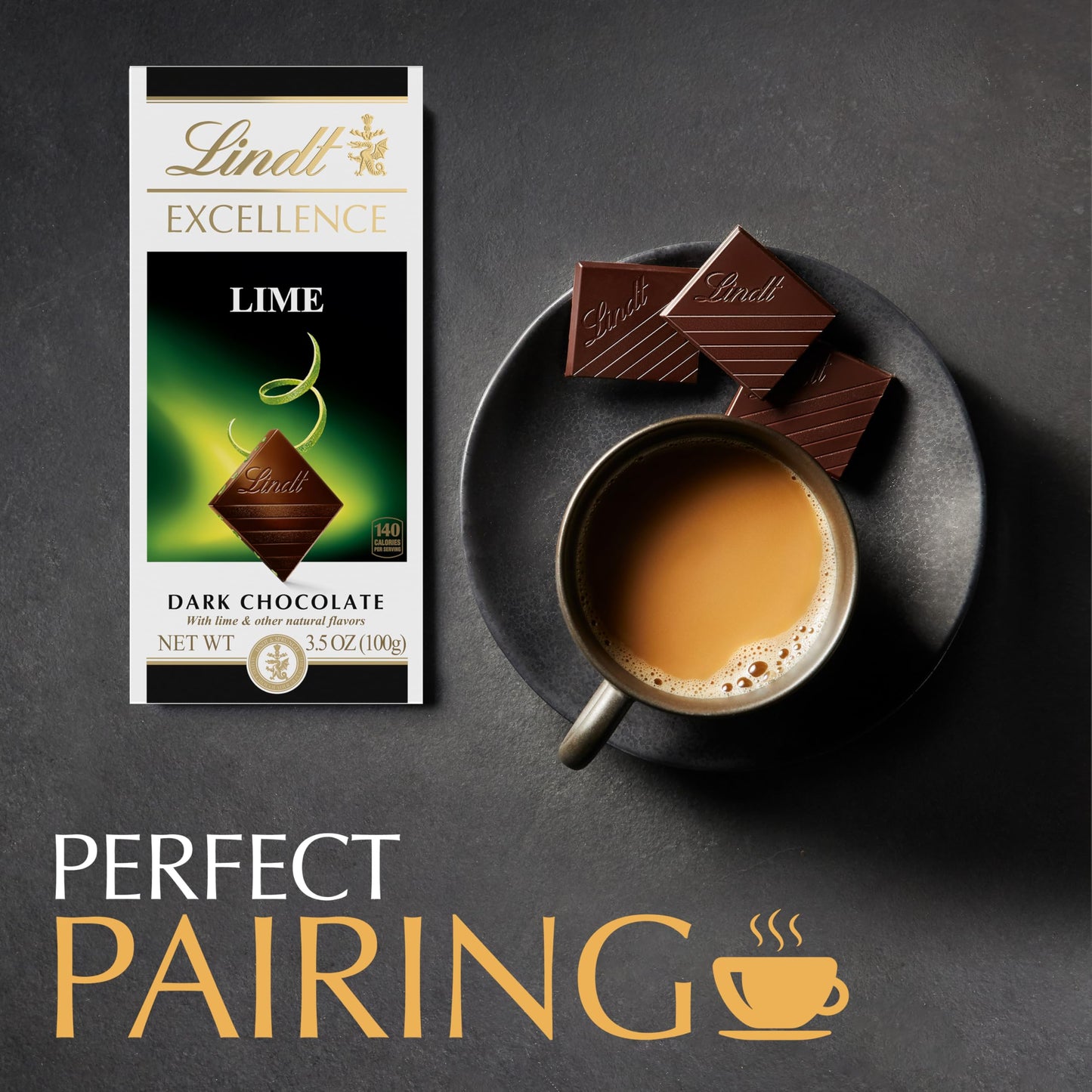 Lindt EXCELLENCE Dark Chocolate Candy Bar, Lime Flavor, 3.5 oz, Pack of 12