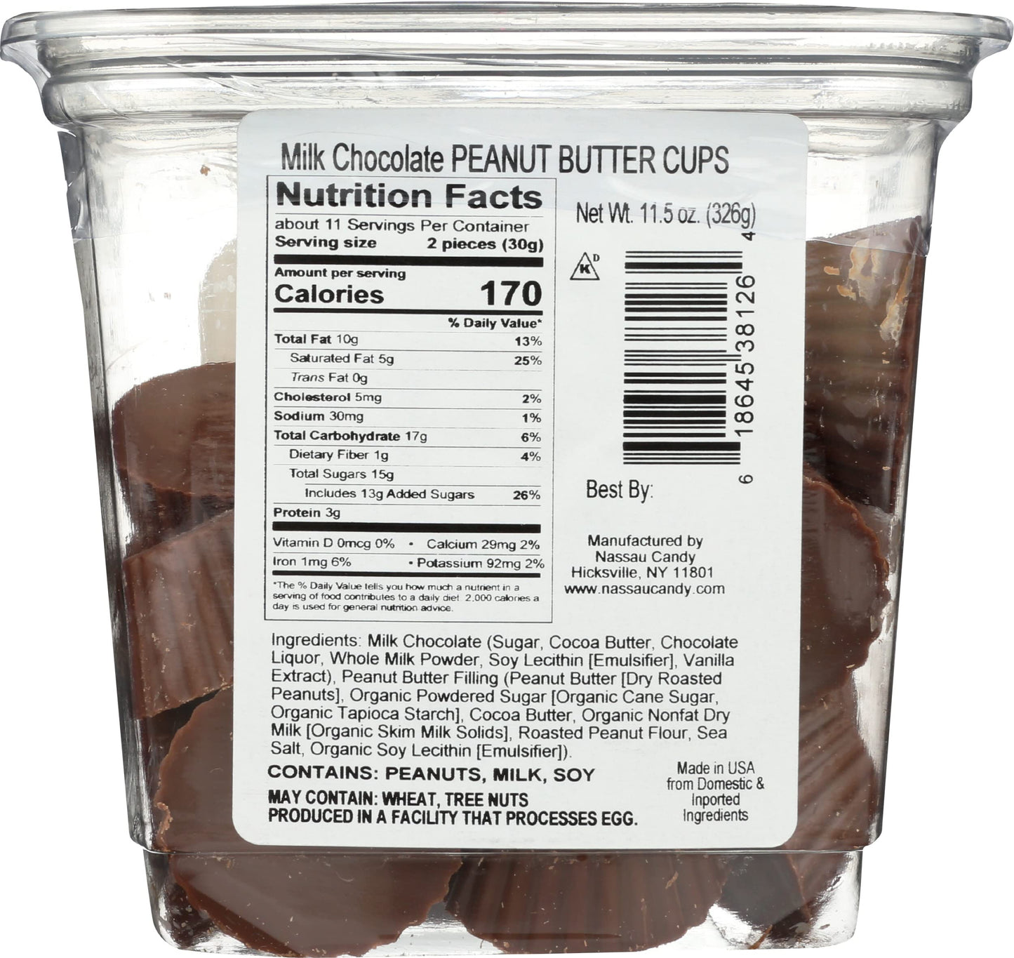 NASSAU CANDY Milk Chocolate Peanut Butter Cups, 11.5 OZ