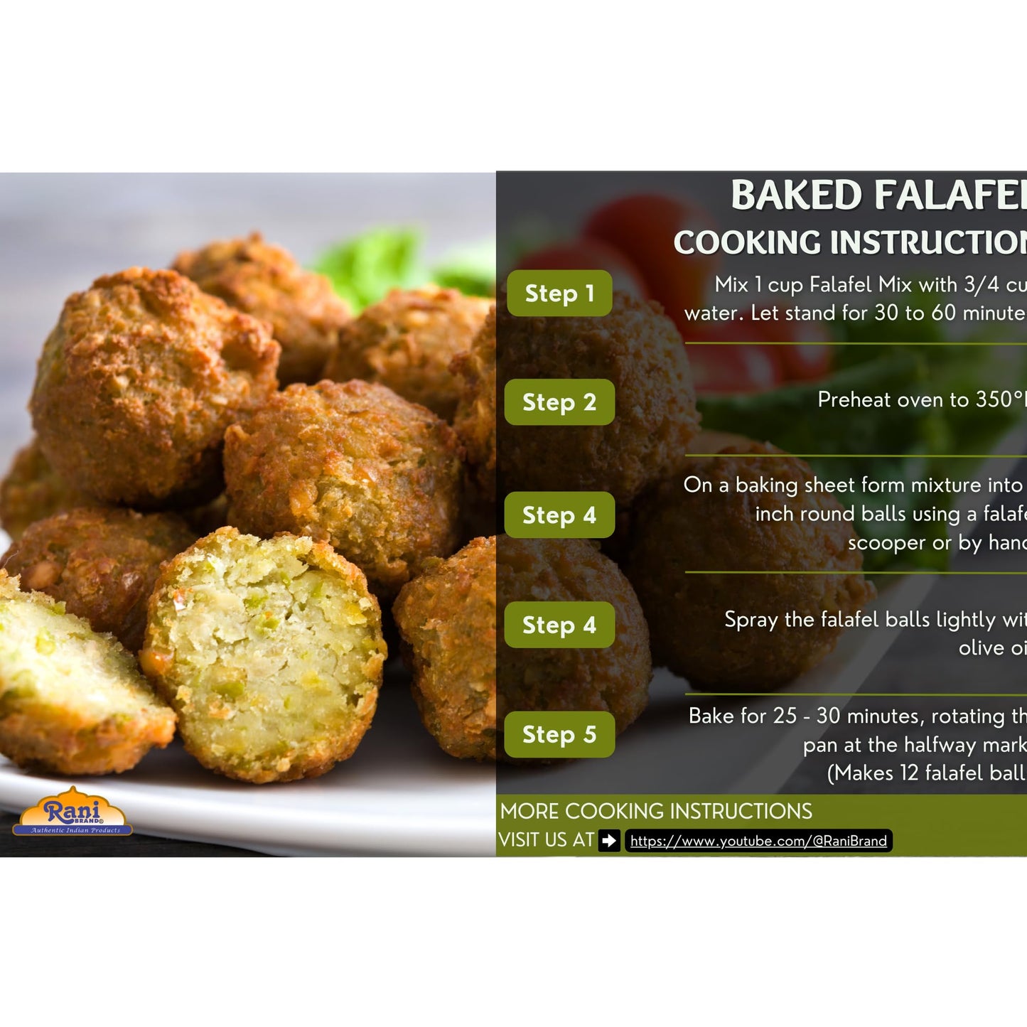 Rani Falafel Mix - Chickpeas & Spices Blend, Gluten Friendly, 20oz PET Jar, Non-GMO, Kosher, Product of USA