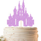 EONNCNT Castle Cake Topper - Purple Glitter Cardboard Birthday Decoration, 6.3x8.7