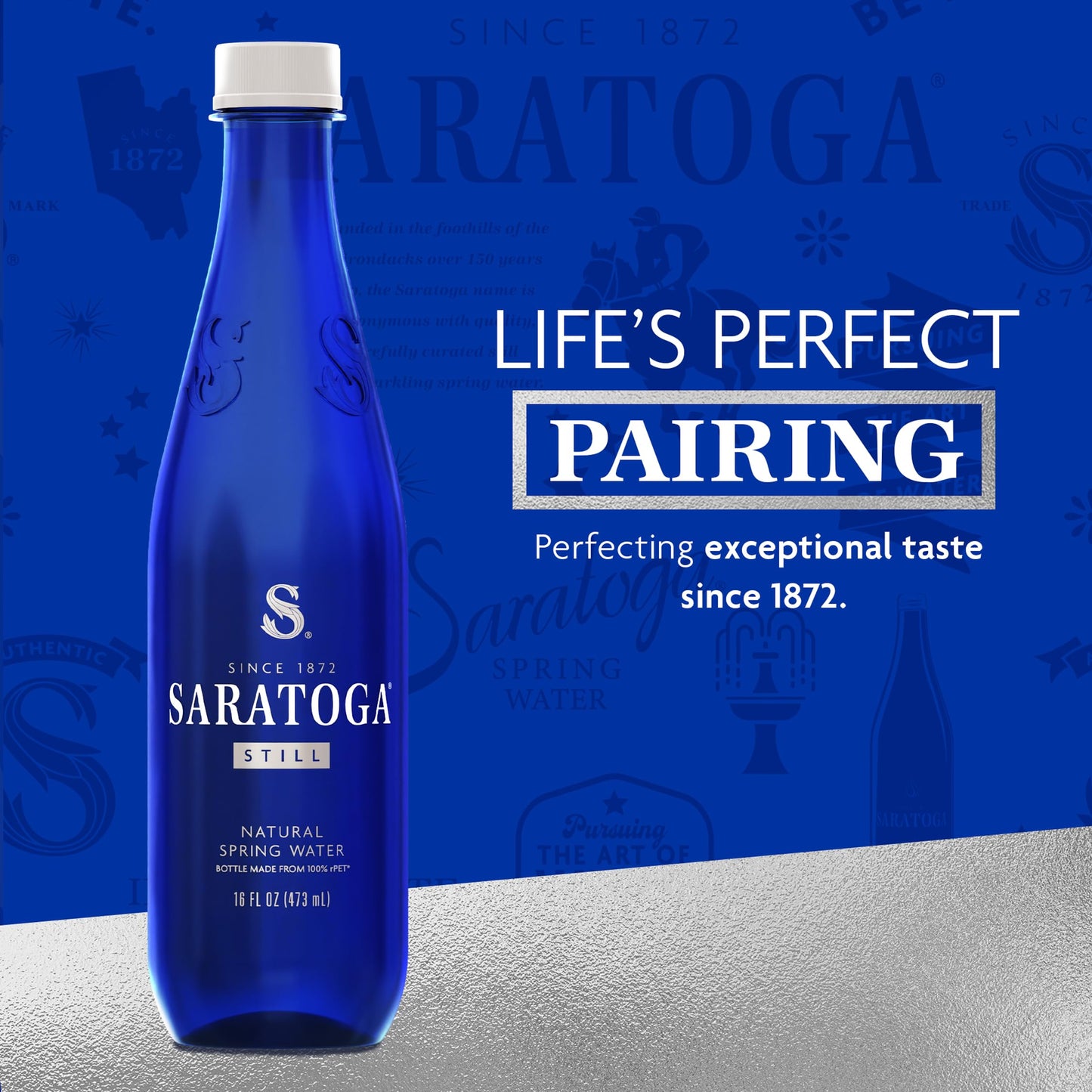 Saratoga Spring Water Bottles, 18 Pack - Still Bottled Water - Recycled PET Plastic Bottles - 16 Fl Oz