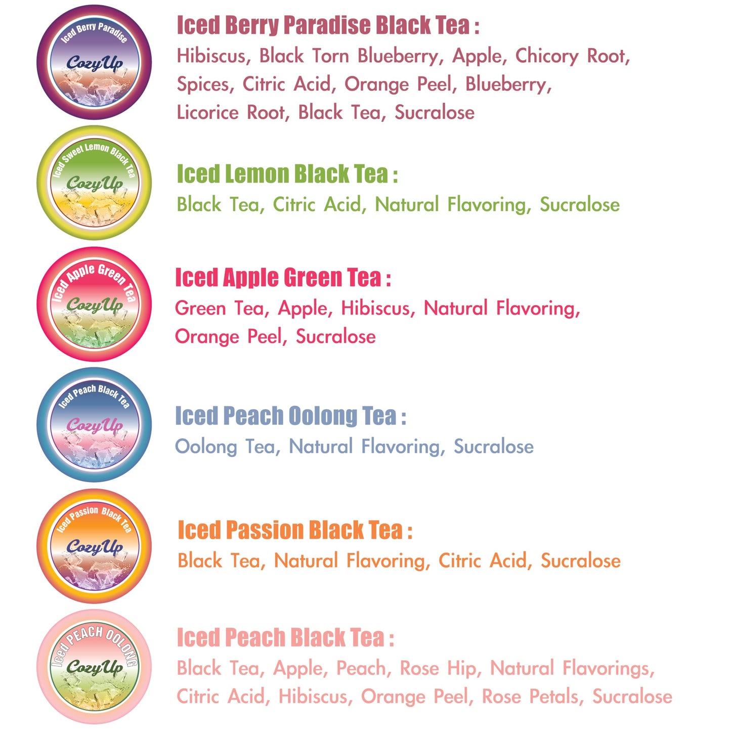 Cozy Up Iced Sweet Fruit Tea Variety Pack - 36 Count Single Serve Pods for Keurig malt-inspired