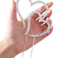 LOVENJOY Wedding Cake Topper, Two Hearts One Love, Silver, Crystal Rhinestone, 3.5 W x 8 H