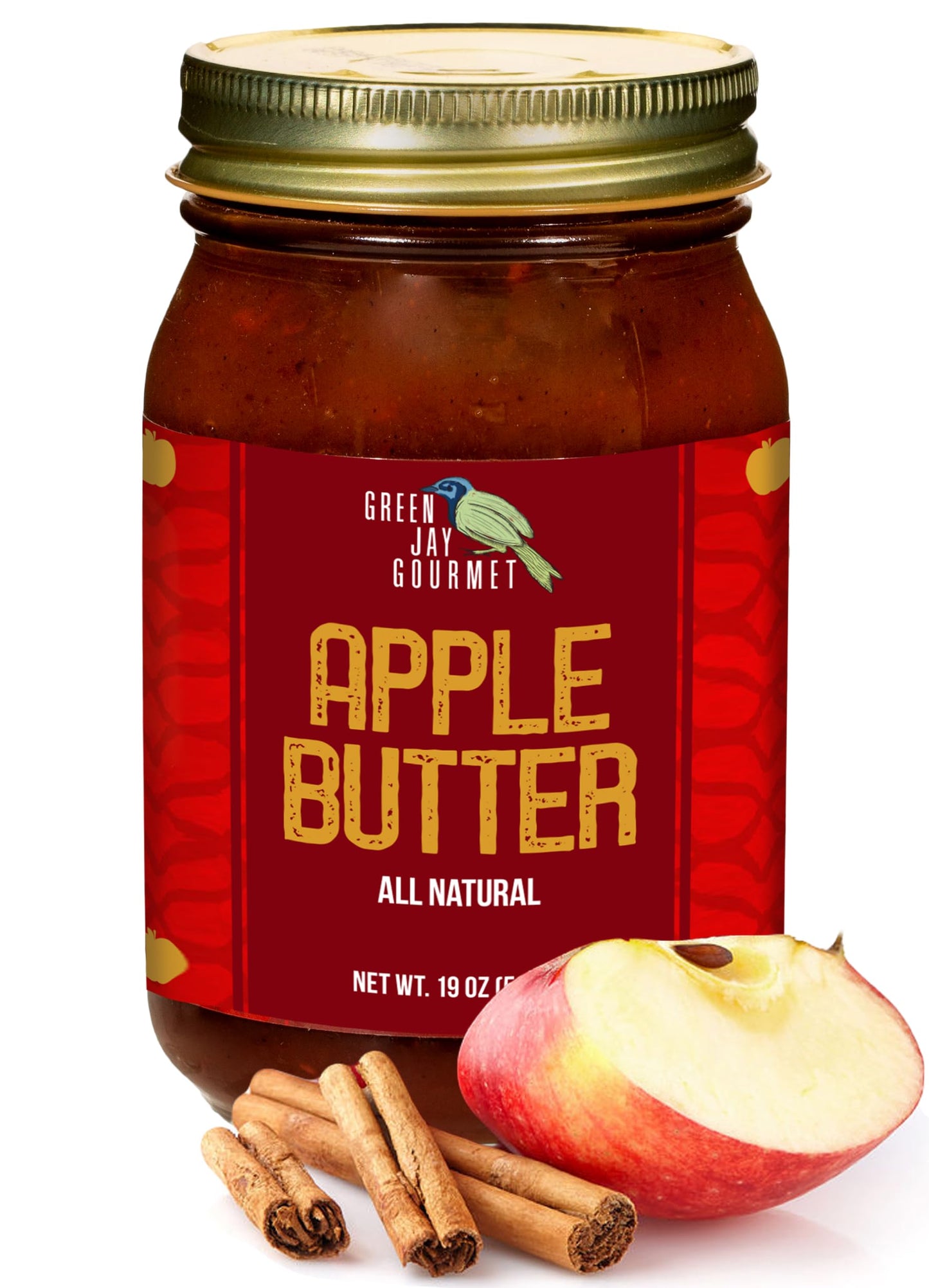 Green Jay Gourmet Apple Butter - All-Natural Fruit Spread - 19 Ounce