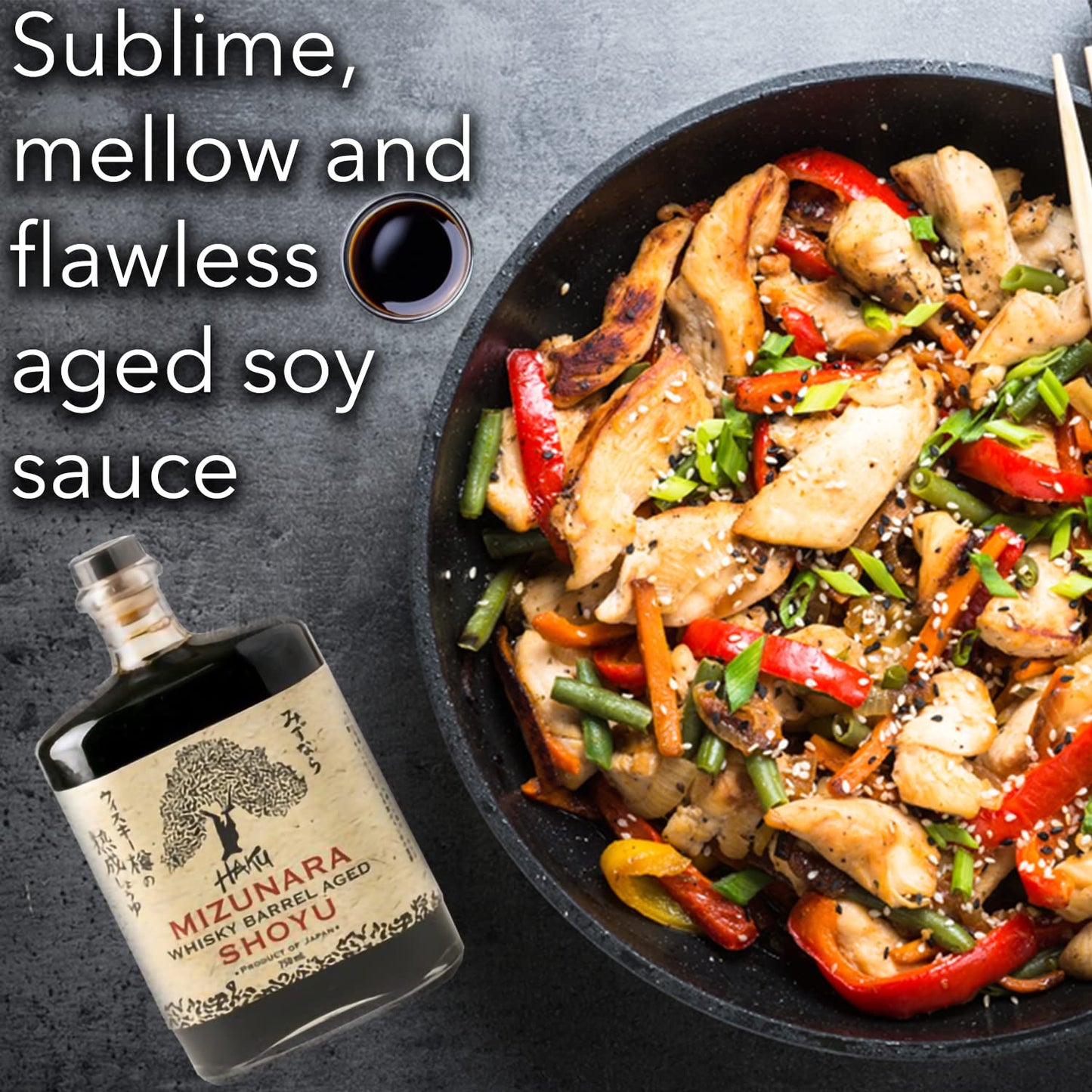 HAKU spirit-inspired flavor Barrel Aged Shoyu Soy Sauce, Authentic Japanese, 750 ml, Mellow Flavor, Traditional Brewing Methods