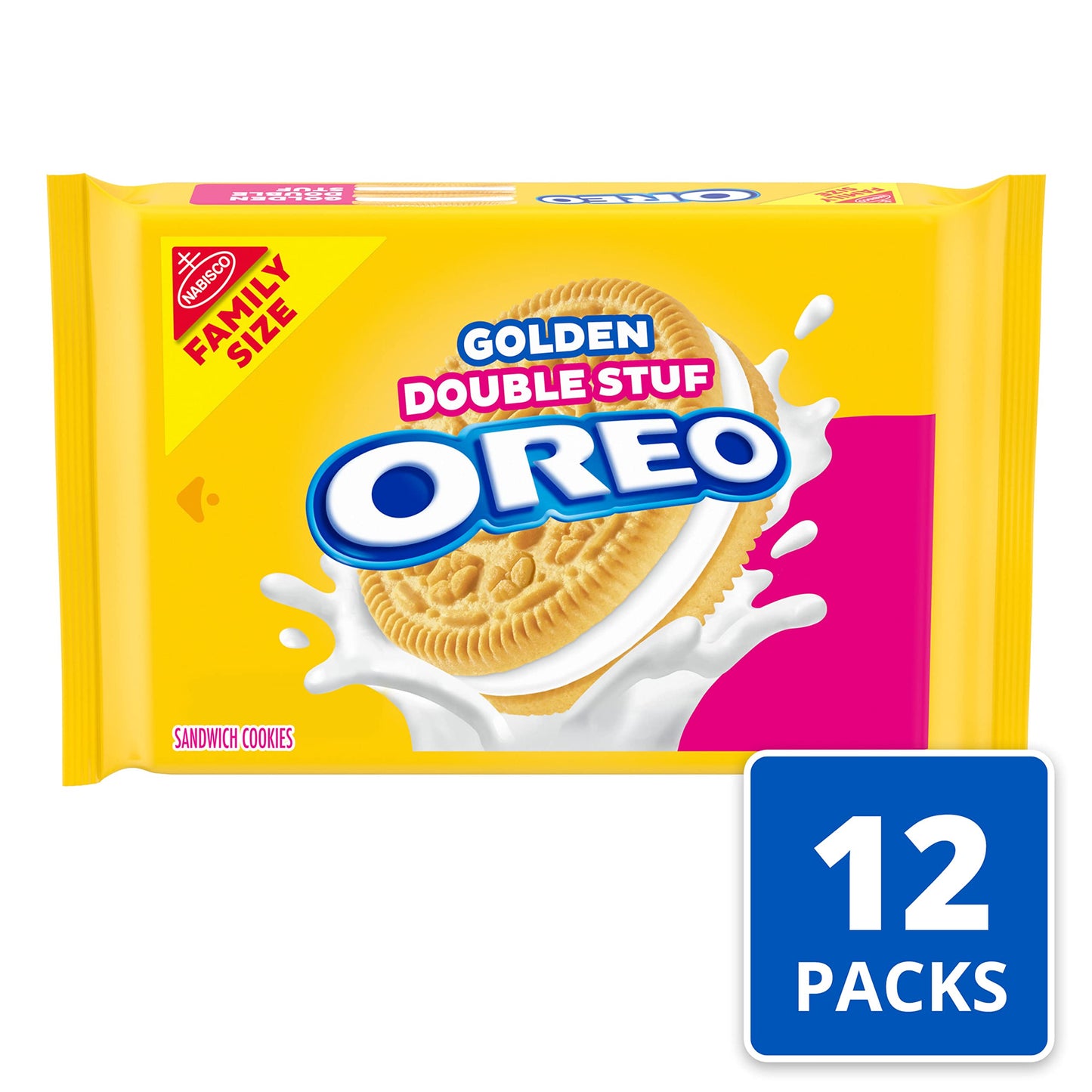 OREO Double Stuf Golden Sandwich Cookies, Family Size, 12 - 18.71 oz