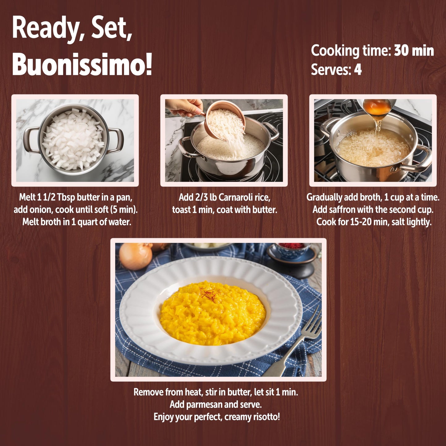 GUSTA Risotto alla Milanese Meal Kit - Gourmet Italian Food - Makes 5 Meals - Includes Recipe Booklet