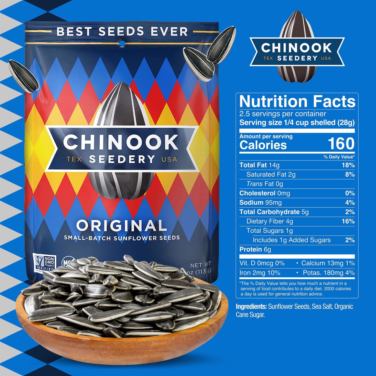 Chinook Seedery Roasted Sunflower Seeds - Keto Snack - Gluten Free, Non-GMO - 4 oz (Pack of 3) - Original Flavor