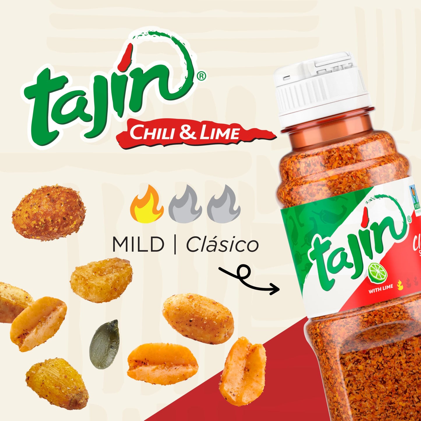 Snak Club Tajin Fiesta Snack Mix, Peanuts & Corn, Mild Chili Lime, 11 oz Resealable Bag