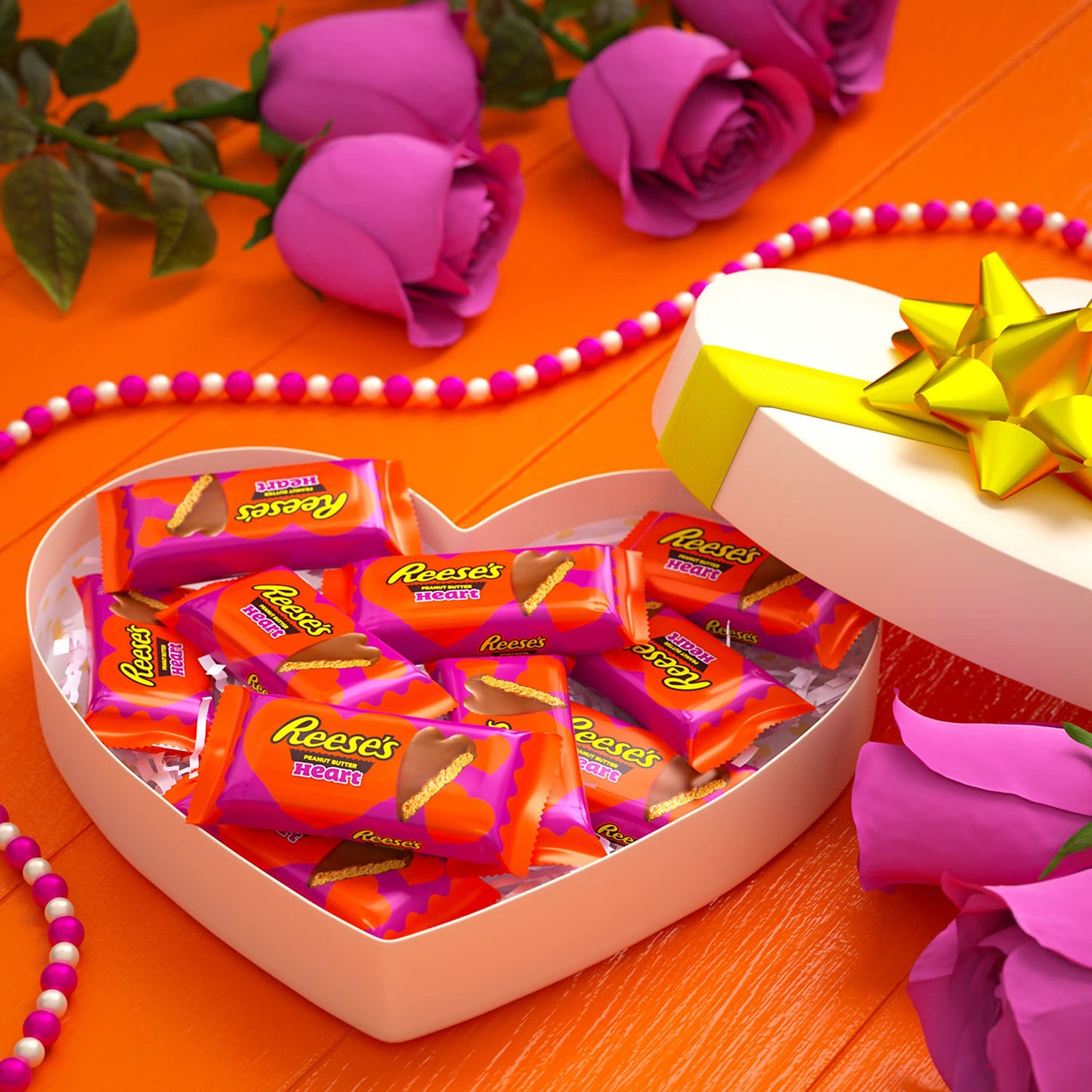 Reeses Milk Chocolate Peanut Butter Hearts, Valentines Candy Packs, 1.2 oz (6 Count)