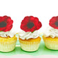 Sugar Robot Edible Poppy Flowers Cake Decorations - Set of 20 - Red - Wafer - 2.5 inches x 2.5 inches - Made in the USA