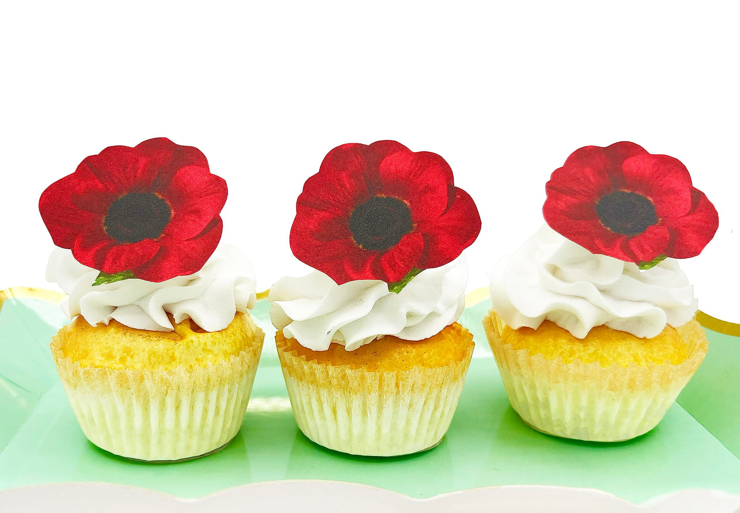 Sugar Robot Edible Poppy Flowers Cake Decorations - Set of 20 - Red - Wafer - 2.5 inches x 2.5 inches - Made in the USA