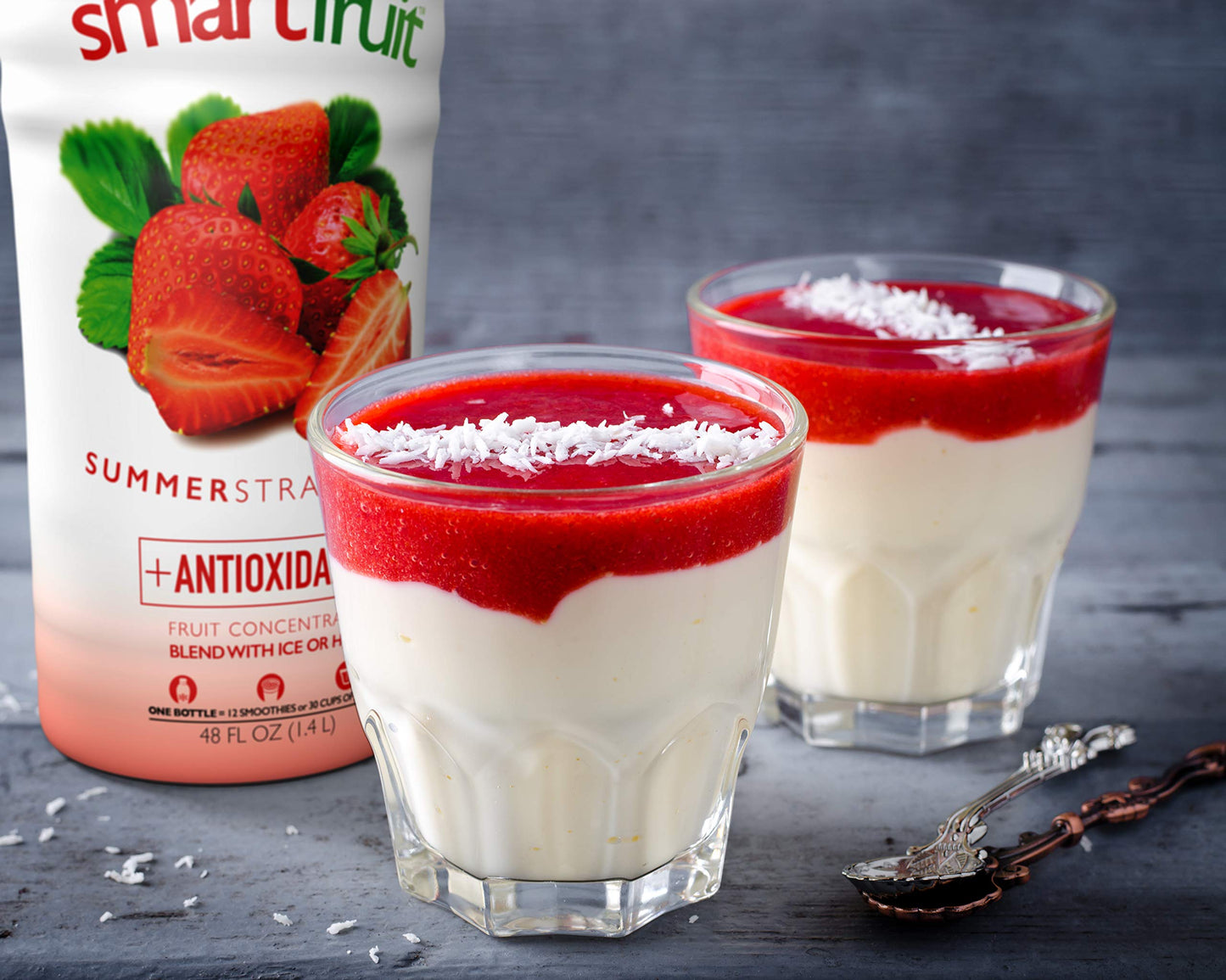 Smartfruit Summer Strawberry + Antioxidants, 100% Real Fruit Pur  e, Non-GMO, No Additives, Vegan - 48 Fl. Oz