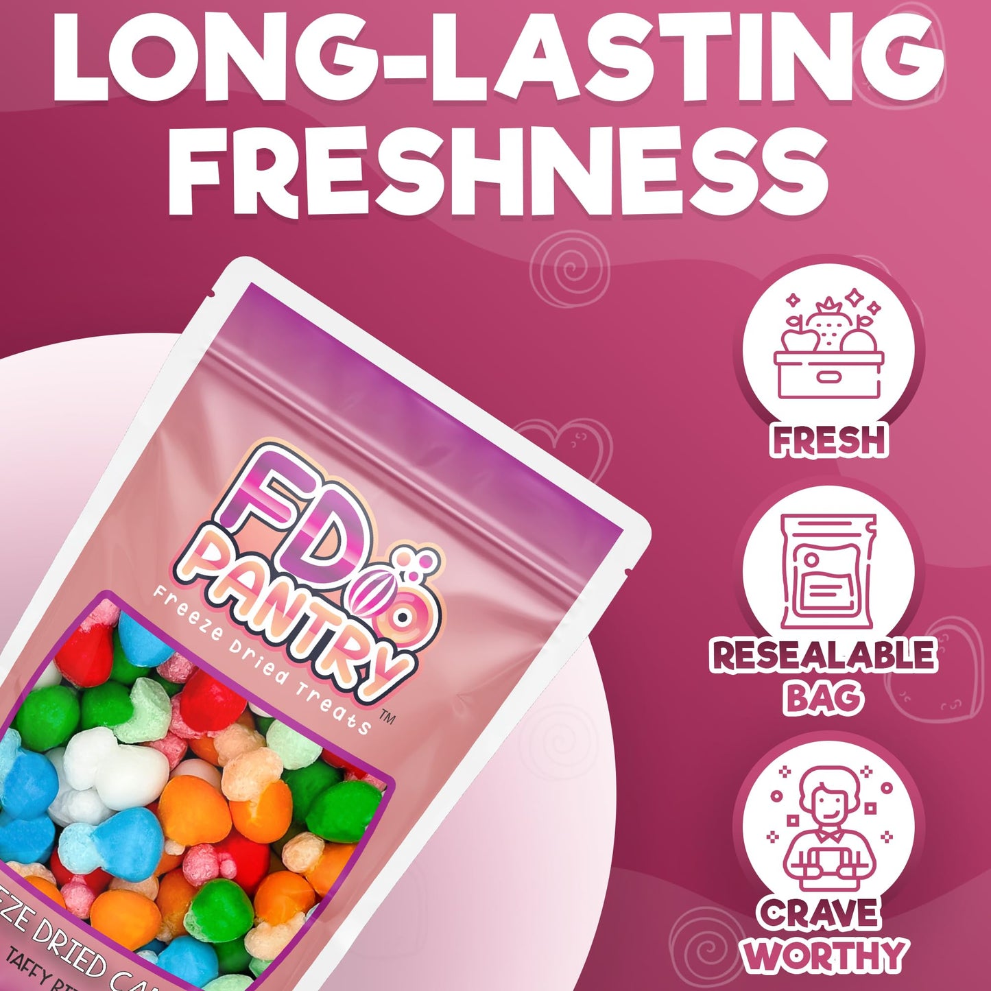Freeze Dried Air Taffy Bites Crunchy Candy - Variety Sour Fruit Flavors, 4Oz | Cherry, Orange, Watermelon, Blue Raspberry, Strawberry | Snack Treat, Gift