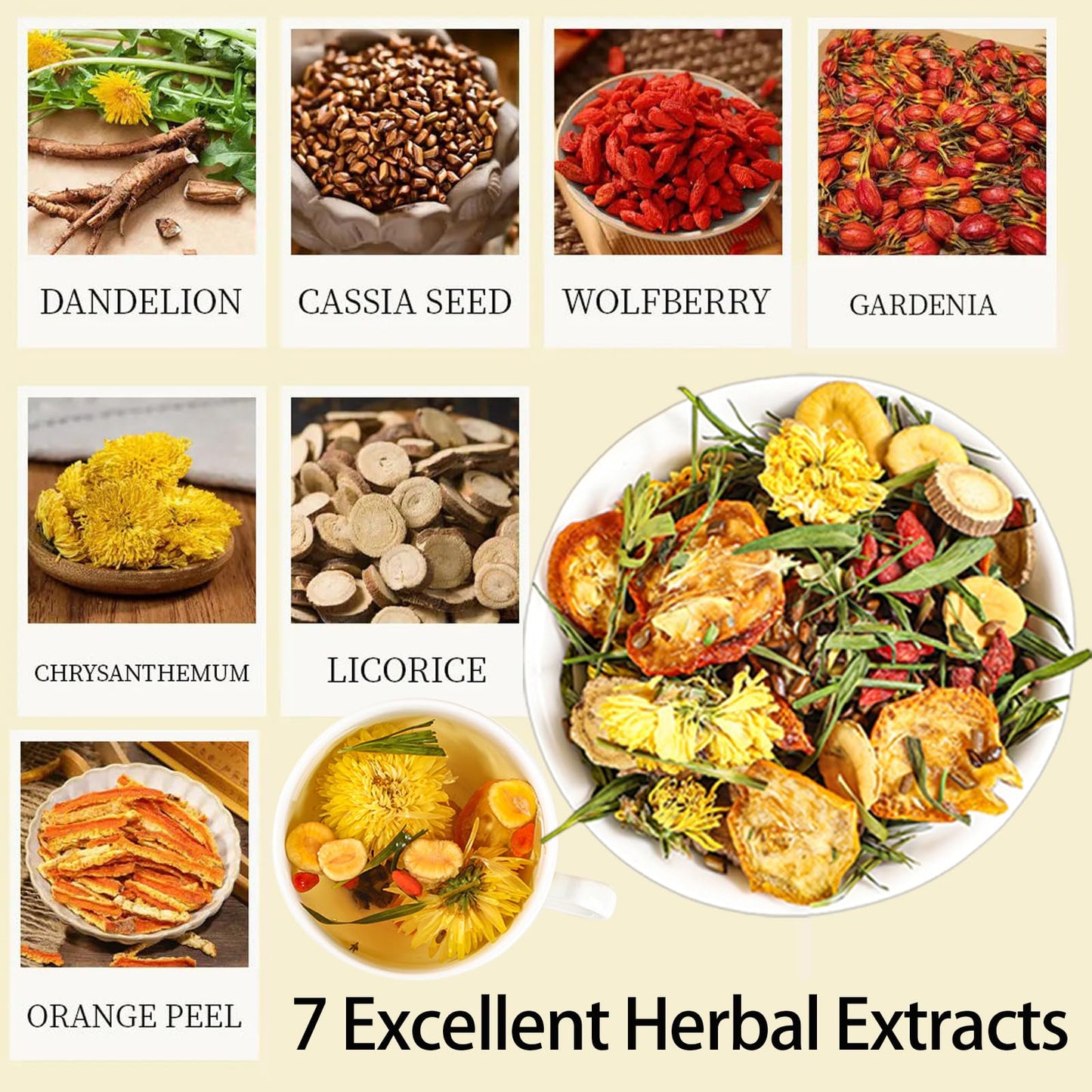 Dandelion Wolfberry Tea - Kidneys & Liver Health Tea, Seven Herbal Ingredients Natural Blend, Dandelion Chinese Wolfberry Tea Ba