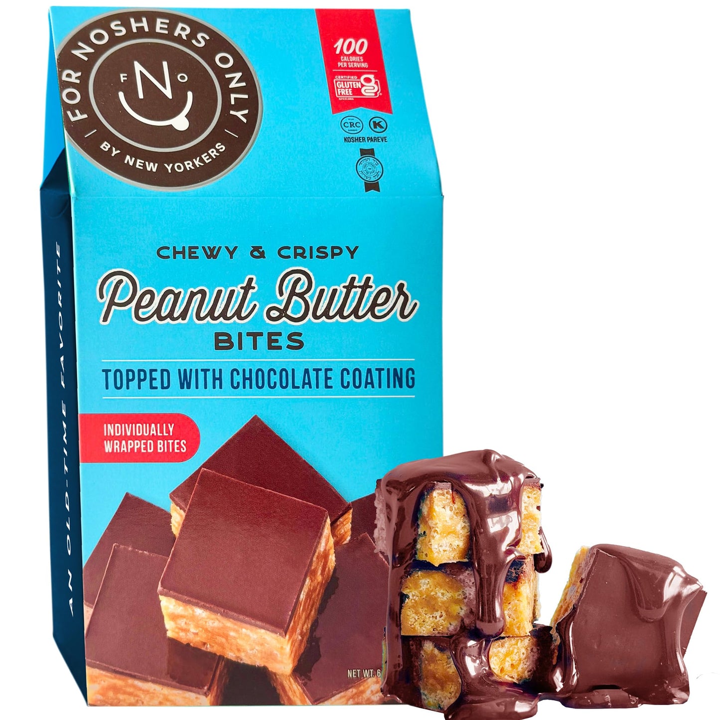 For Noshers Only Peanut Butter Bites - Vegan, Gluten Free, Dairy Free - Box of 8 Individually Wrapped Snacks