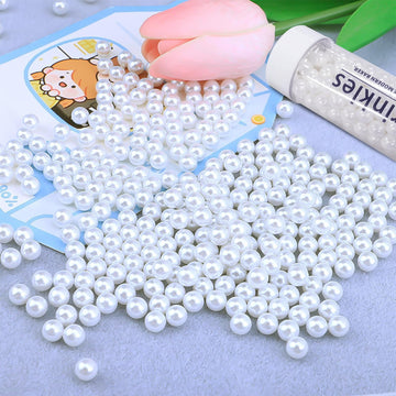 Edible Pearl Sugar Sprinkles White Candy Pearls Baking Decorations 10mm 130g/4.58 Oz White Sprinkles Sugar Pearl for Cake Decora