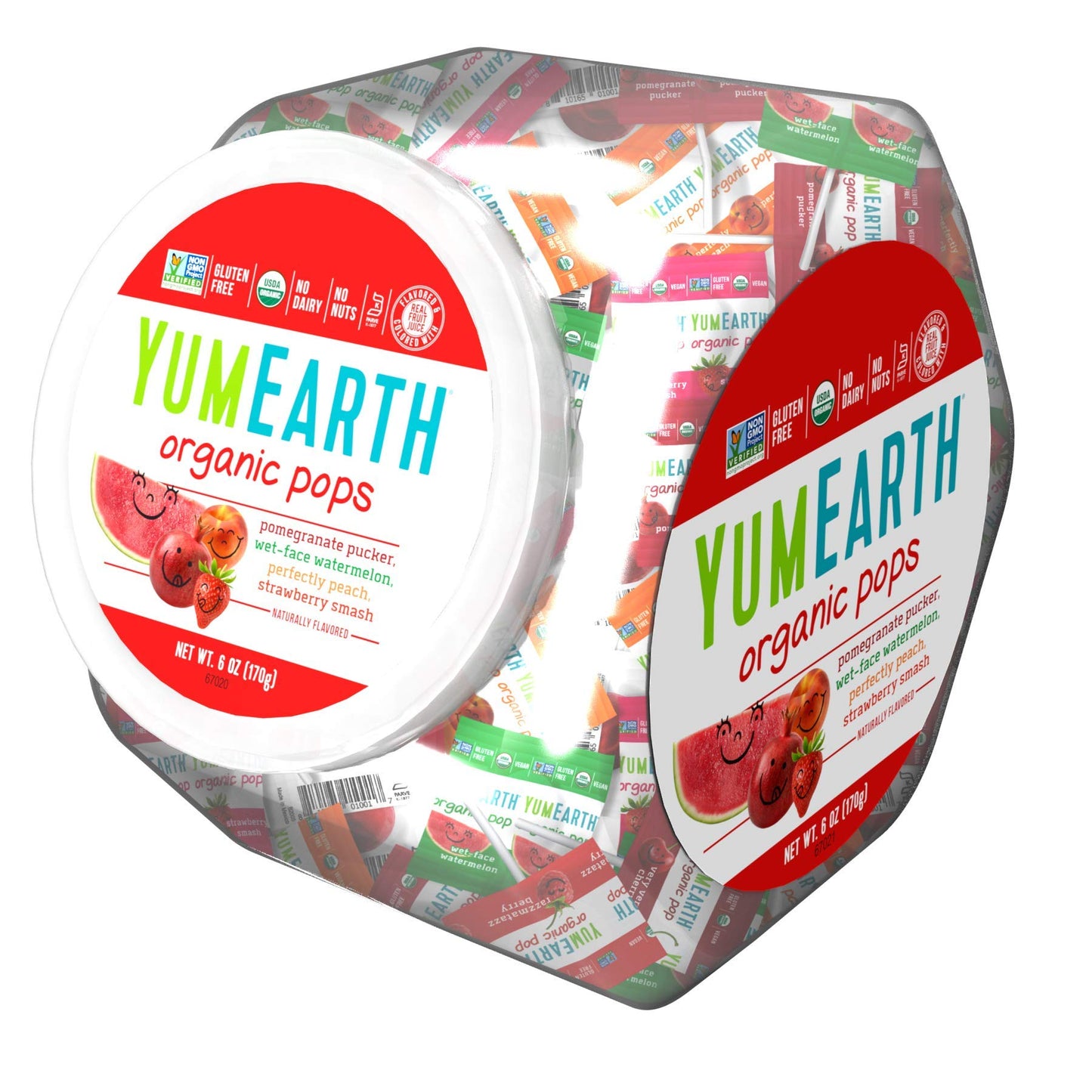 Yumearth Organic Pops Variety Pack, 125+ Fruit Flavored Lollipops, Allergy Friendly, Gluten Free, Non-Gmo, Vegan, No Artificial