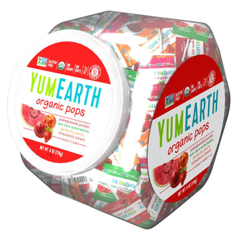 Yumearth Organic Pops Variety Pack, 125+ Fruit Flavored Lollipops, Allergy Friendly, Gluten Free, Non-Gmo, Vegan, No Artificial
