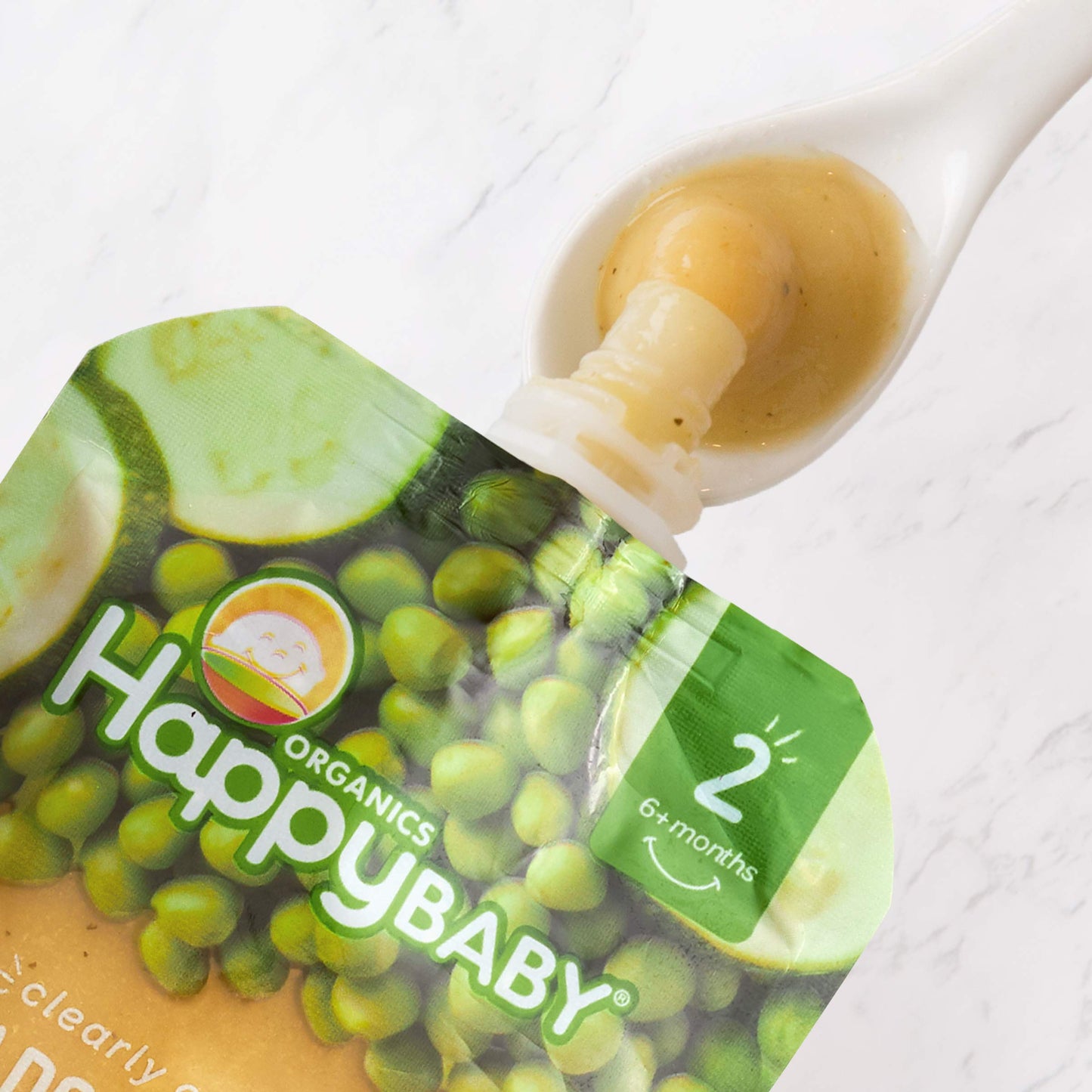 Happy Baby Organics Clearly Crafted Stage 2 Baby Food, Pears, Zucchini & Peas, 4 Ounce Pouch (Pack Of 16)