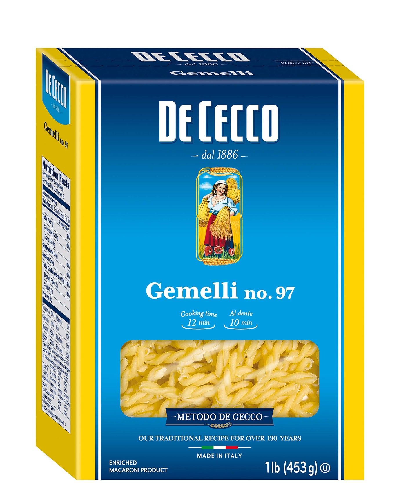 De Cecco Semolina Pasta, Gemelli No.97, 1 Pound (Pack Of 5)