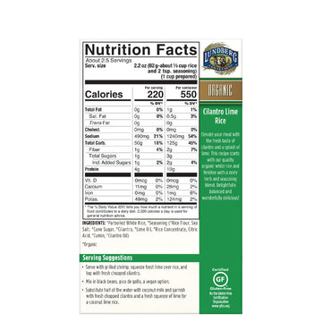 Lundberg Organic Cilantro Lime Rice Pilaf, 5.5 Oz (Pack Of 6), Gluten-Free, Vegan, 20 Minute Cook Time