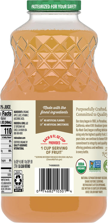 R.W. Knudsen, Organic Apple Juice, 32 Fl Oz