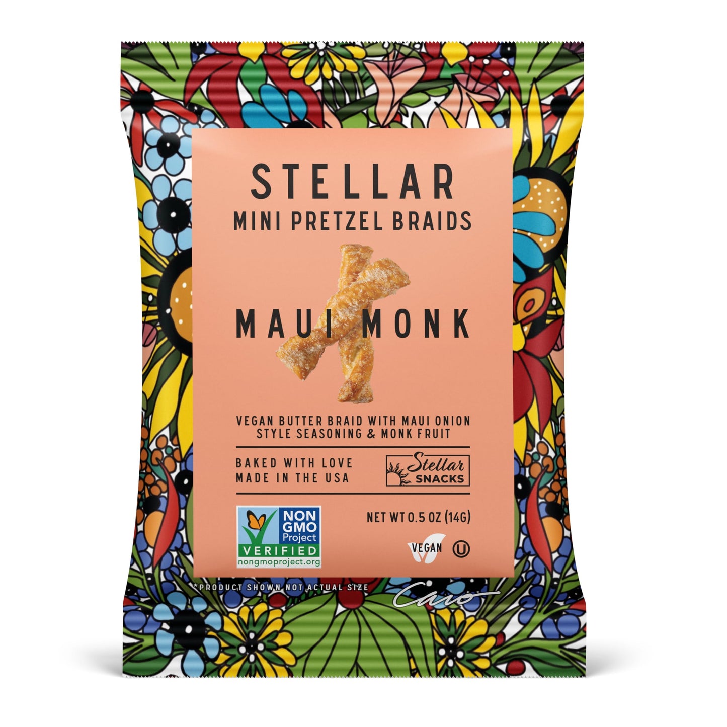 Stellar Snacks Mini Pretzel Braids  Maui Monk  0.5 Ounce (Pack of 75) Vegan Friendly  Kosher  Non-GMO (0.5 Oz  Maui Monk)